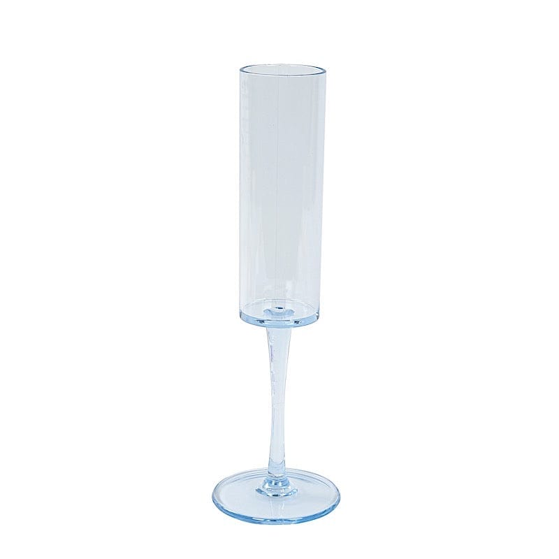 6 Cylindrical 6 oz Reusable Plastic Champagne Flute Glasses DSP_CUCP007_6_T086