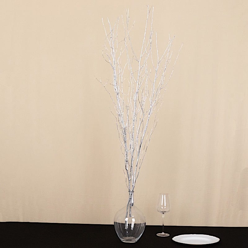 6 Decorative Birch Tree Branches - White