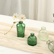 6 Decorative Glass Flower Vases with Embossed Vintage Design
