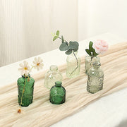 6 Decorative Glass Flower Vases with Embossed Vintage Design