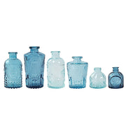 6 Decorative Glass Flower Vases with Embossed Vintage Design VASE_RND_008_SET_MIXBL