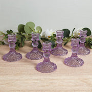 6 Diamond Design 4" Reversible Glass Taper and Votive Candle Holders