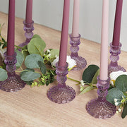 6 Diamond Design 4" Reversible Glass Taper and Votive Candle Holders