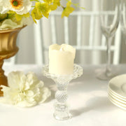 6 Diamond Design 4"  Reversible Glass Taper and Votive Candle Holders