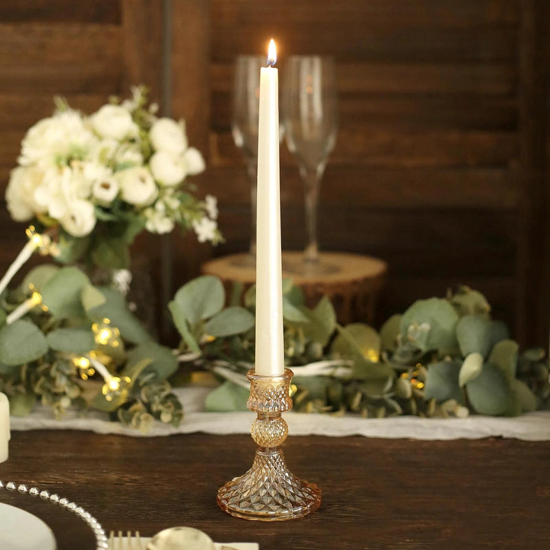 6 Diamond Design 4"  Reversible Glass Taper and Votive Candle Holders