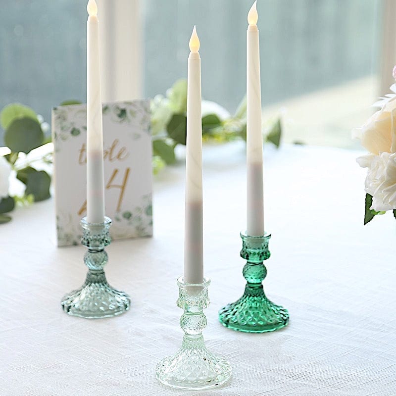 6 Diamond Design 4" Reversible Glass Taper and Votive Candle Holders