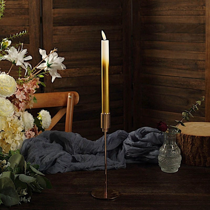 6 Flameless 10" tall Battery Operated LED Taper Candles Lights - Ombre Gold LED_CAND_TP04_GOLD
