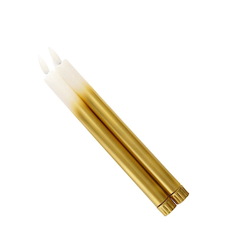 6 Flameless 10" tall Battery Operated LED Taper Candles Lights - Ombre Gold LED_CAND_TP04_GOLD