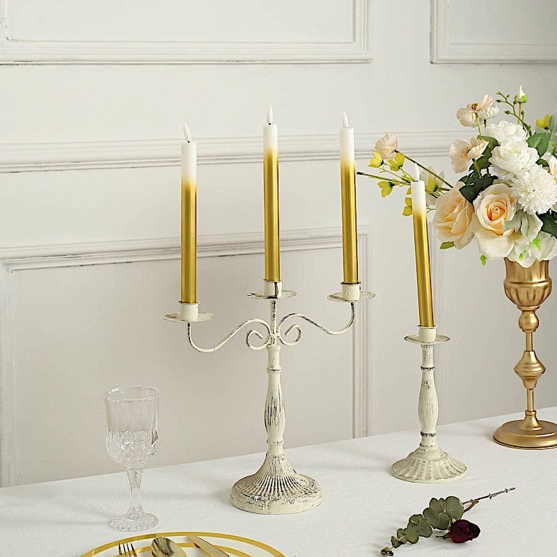 6 Flameless 10" tall Battery Operated LED Taper Candles Lights - Ombre Gold LED_CAND_TP04_GOLD