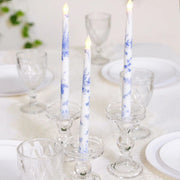 6 Flameless 11" tall LED Taper Candles Lights French Toile Design