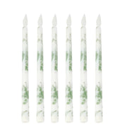 6 Flameless 11" tall LED Taper Candles Lights French Toile Design LED_CAND_TP01_FLOR_SAGE