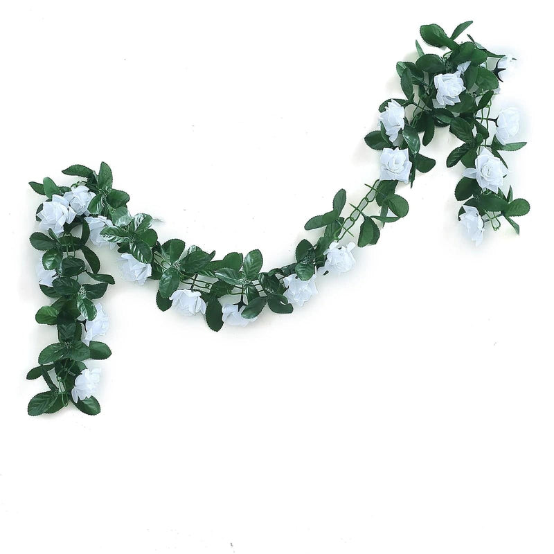 6 ft 3D Chain Silk Rose Garland ARTI_036_WHT