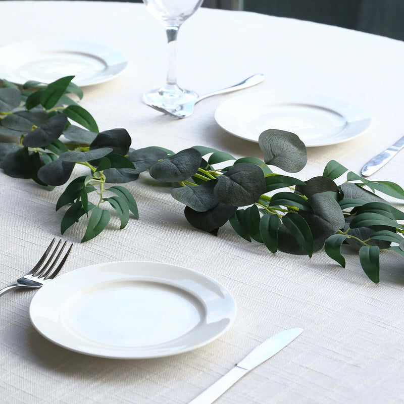 6 ft Artificial Eucalyptus Leaf Garland String Lights - Green LEDSTR_ARTI_011_GRN