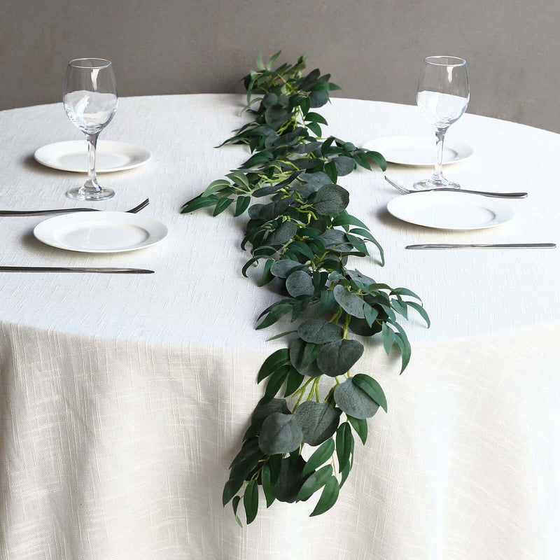 6 ft Artificial Eucalyptus Leaf Garland String Lights - Green LEDSTR_ARTI_011_GRN