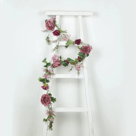 6 ft Artificial Rose Peony Flower Garland