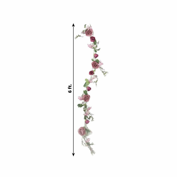 6 ft Artificial Rose Peony Flower Garland