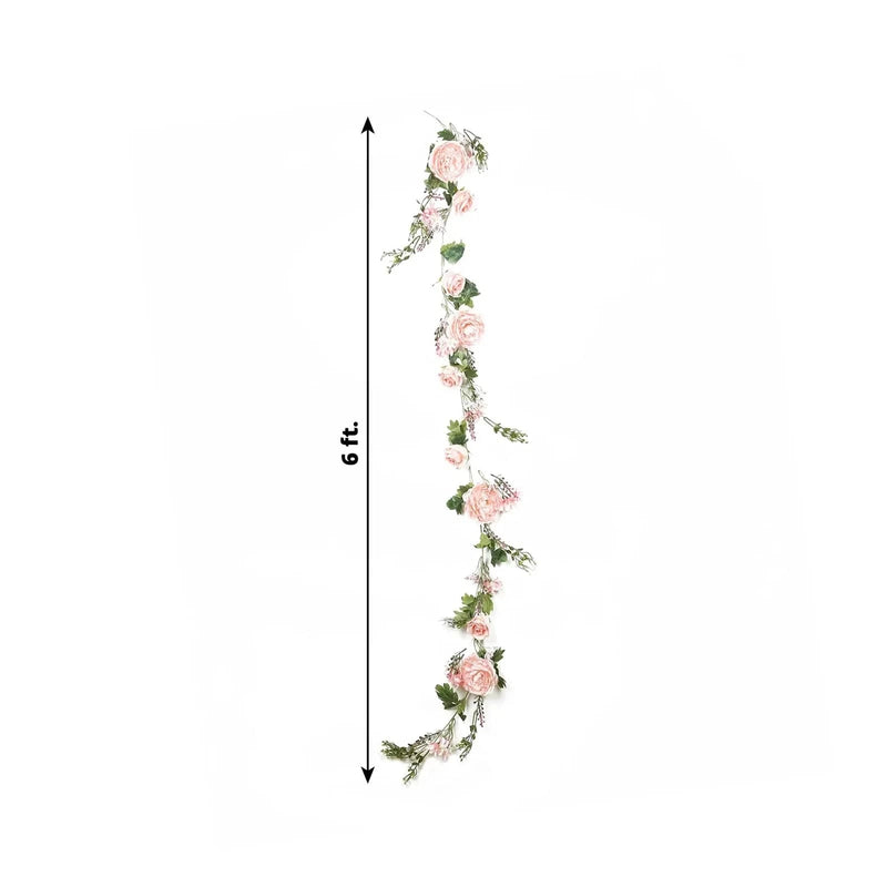 6 ft Artificial Rose Peony Flower Garland