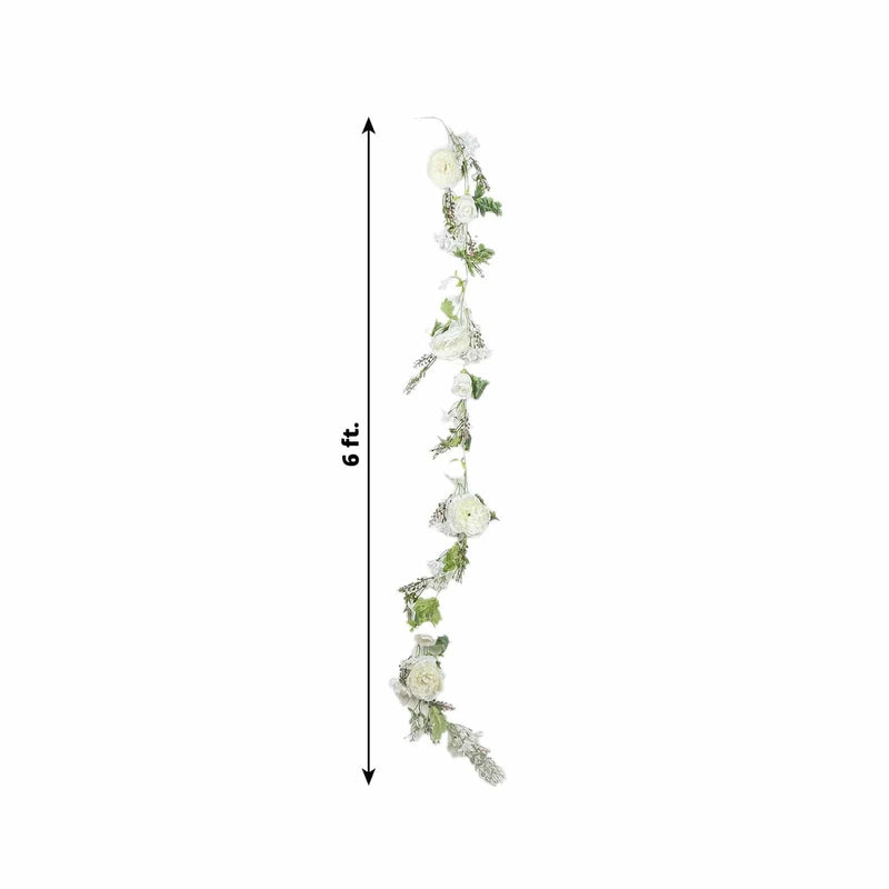 6 ft Artificial Rose Peony Flower Garland ARTI_GLND_PEO01_WHT