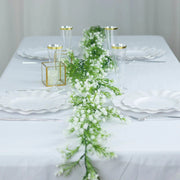6 ft Artificial Silk Gypsophila Table Flower Garland - White and Green ARTI_GLND_GRN020