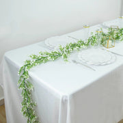 6 ft Artificial Silk Gypsophila Table Flower Garland - White and Green ARTI_GLND_GRN020