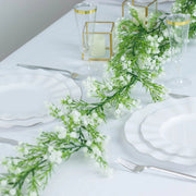 6 ft Artificial Silk Gypsophila Table Flower Garland - White and Green ARTI_GLND_GRN020