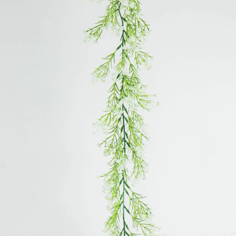 6 ft Artificial Silk Gypsophila Table Flower Garland - White and Green ARTI_GLND_GRN020