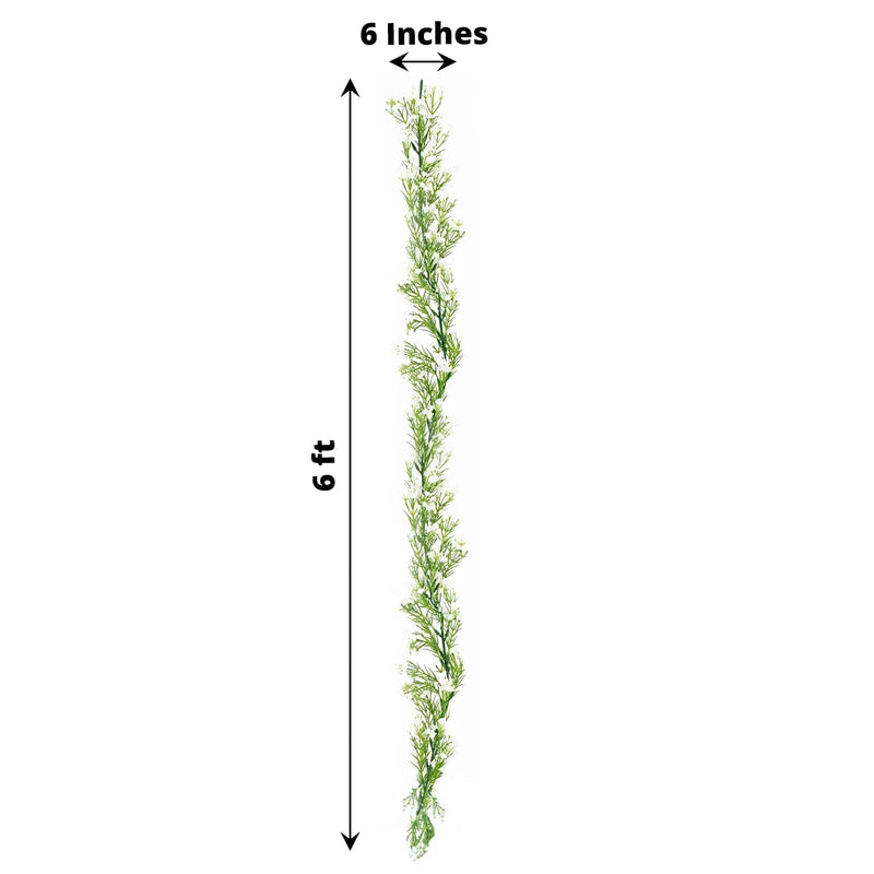 6 ft Artificial Silk Gypsophila Table Flower Garland - White and Green ARTI_GLND_GRN020