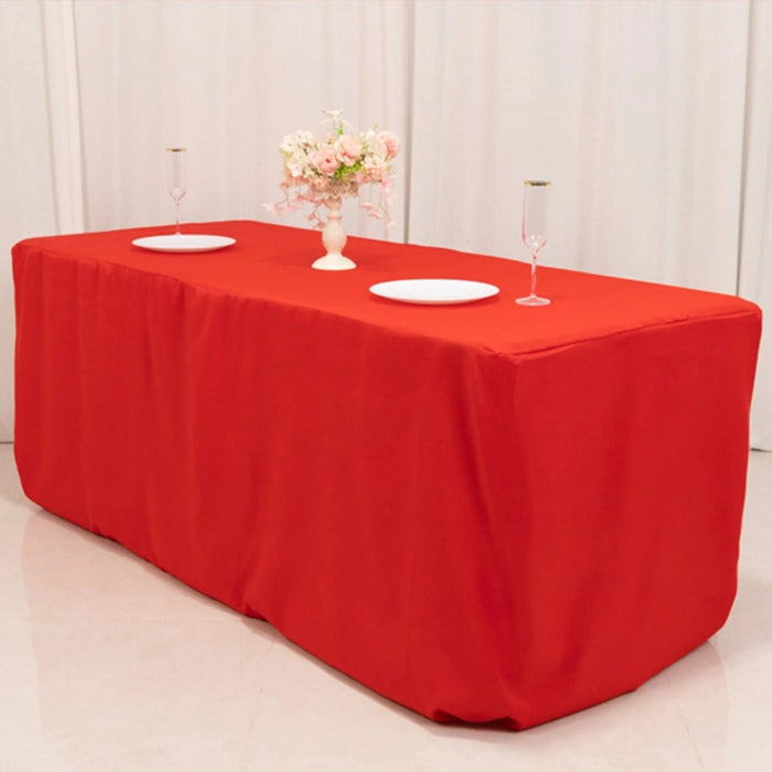 6 ft Fitted Premium Polyester Rectangle Tablecloth