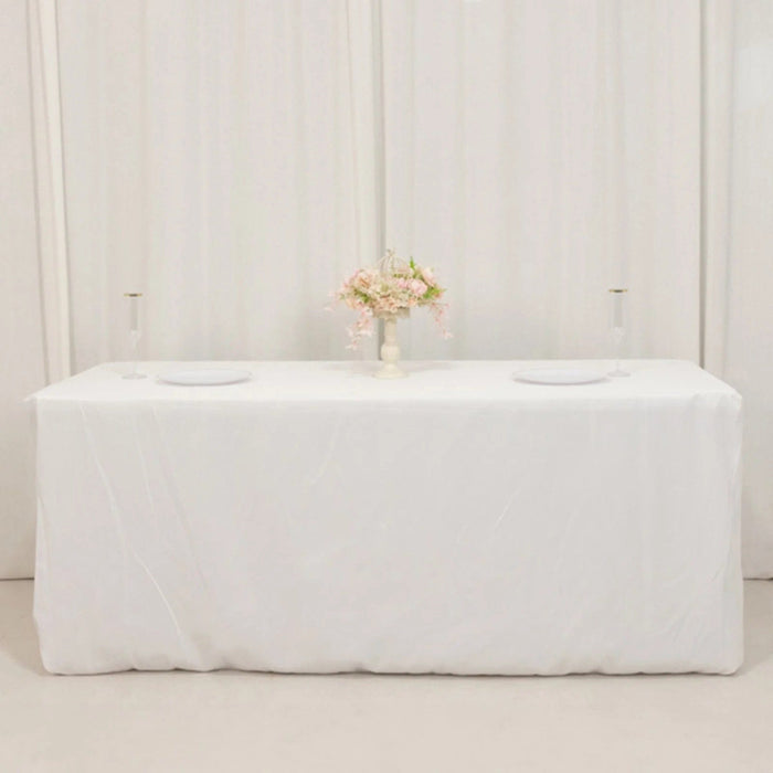 6 ft Fitted Premium Polyester Rectangle Tablecloth