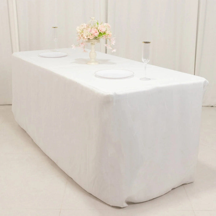 6 ft Fitted Premium Polyester Rectangle Tablecloth