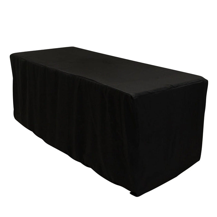 6 ft Fitted Premium Polyester Rectangle Tablecloth TAB_PRM_FIT6_BLK