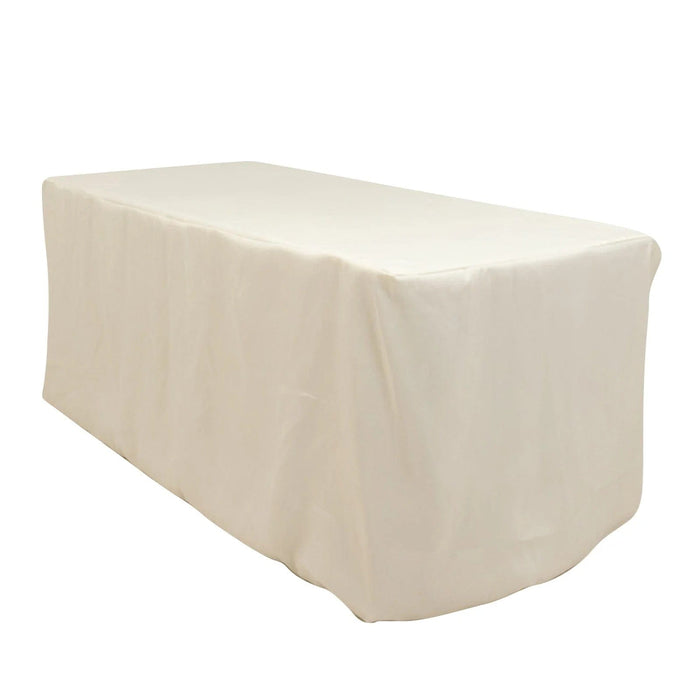 6 ft Fitted Premium Polyester Rectangle Tablecloth TAB_PRM_FIT6_IVR