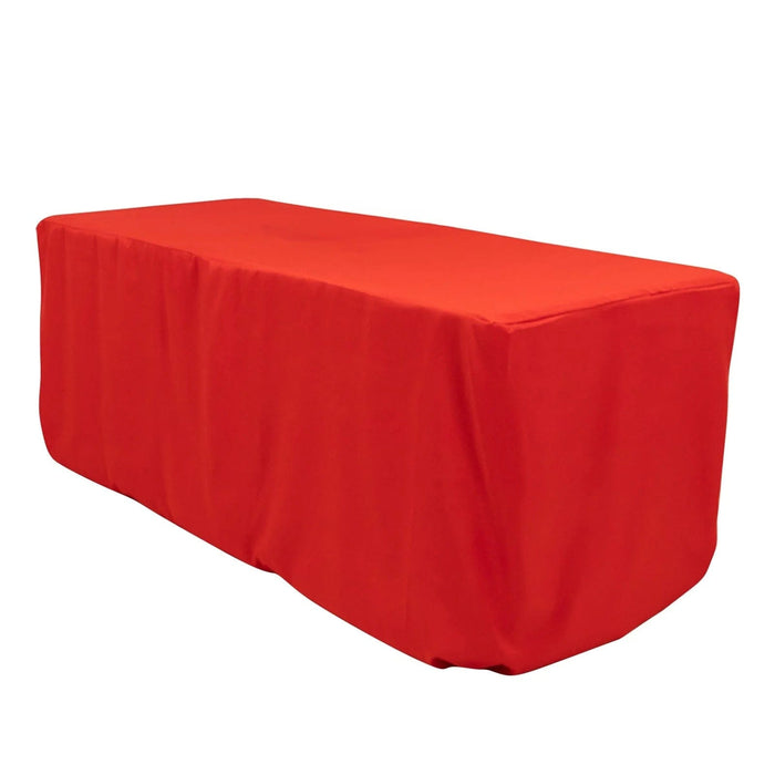 6 ft Fitted Premium Polyester Rectangle Tablecloth TAB_PRM_FIT6_RED