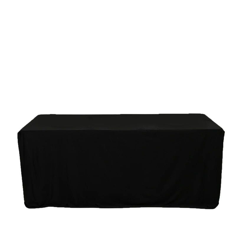 6 ft Fitted Scuba Polyester Rectangle Tablecloth TAB_SCUBA_FIT6_BLK
