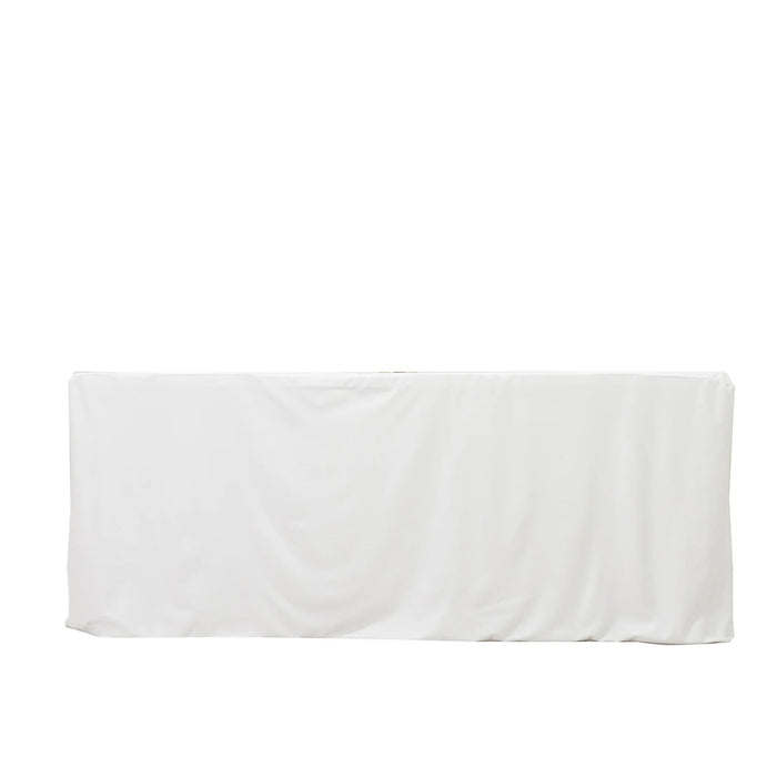 6 ft Fitted Scuba Polyester Rectangle Tablecloth TAB_SCUBA_FIT6_WHT