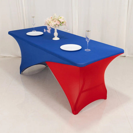 6 ft Fitted Spandex Tablecloth Cross Over Rectangular Table Cover