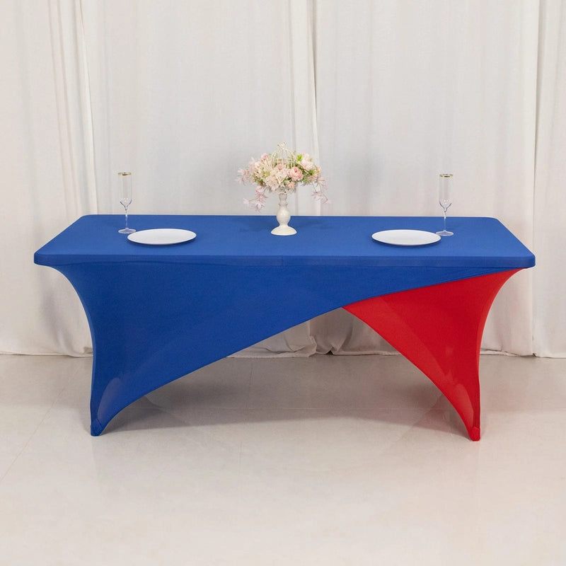 6 ft Fitted Spandex Tablecloth Cross Over Rectangular Table Cover