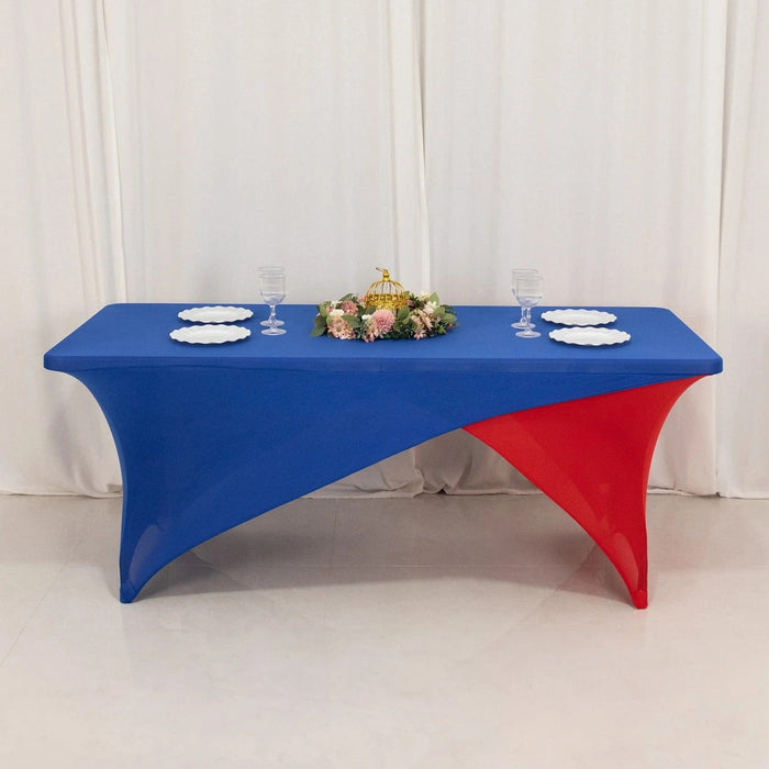 6 ft Fitted Spandex Tablecloth Cross Over Rectangular Table Cover