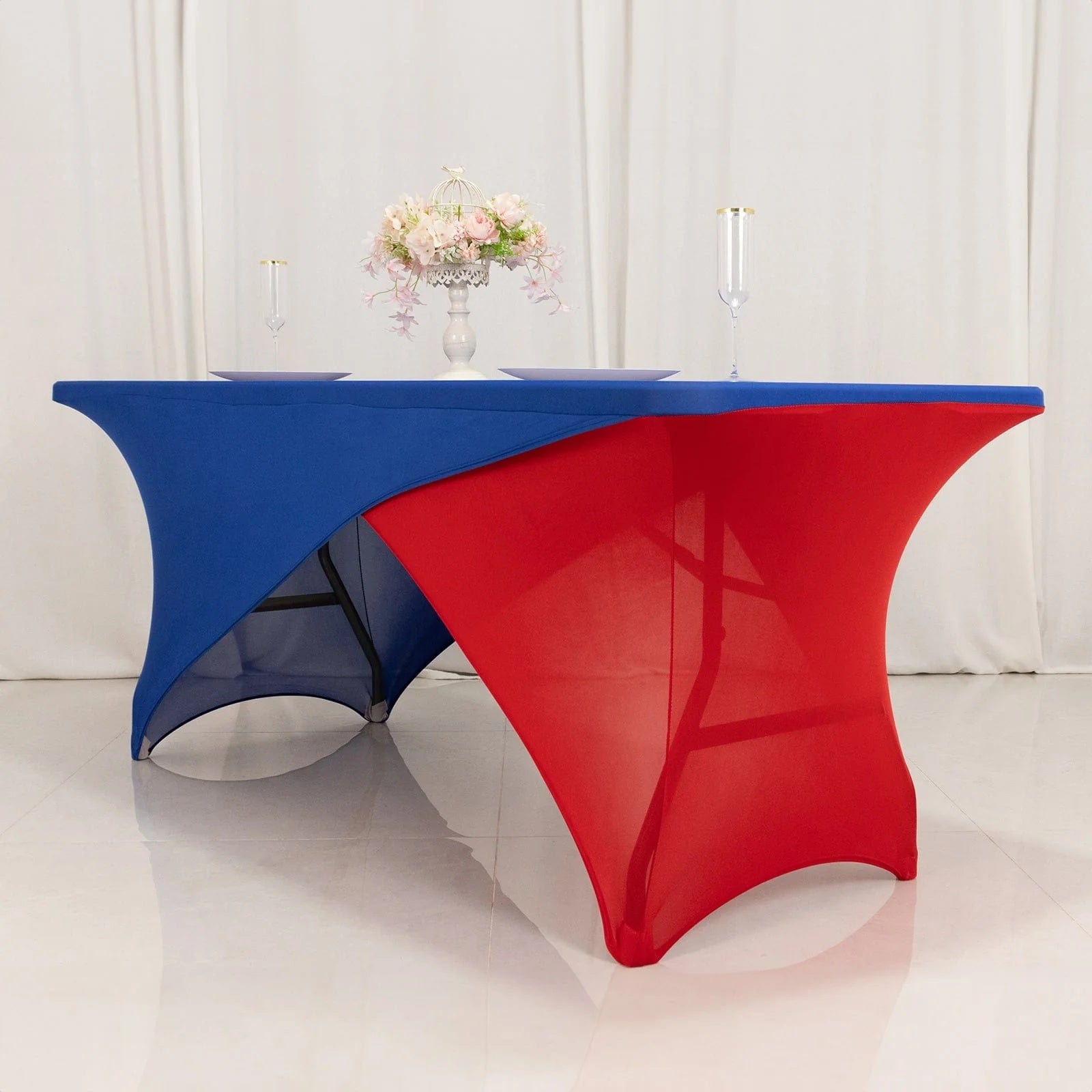 6 ft Fitted Spandex Tablecloth Cross Over Rectangular Table Cover