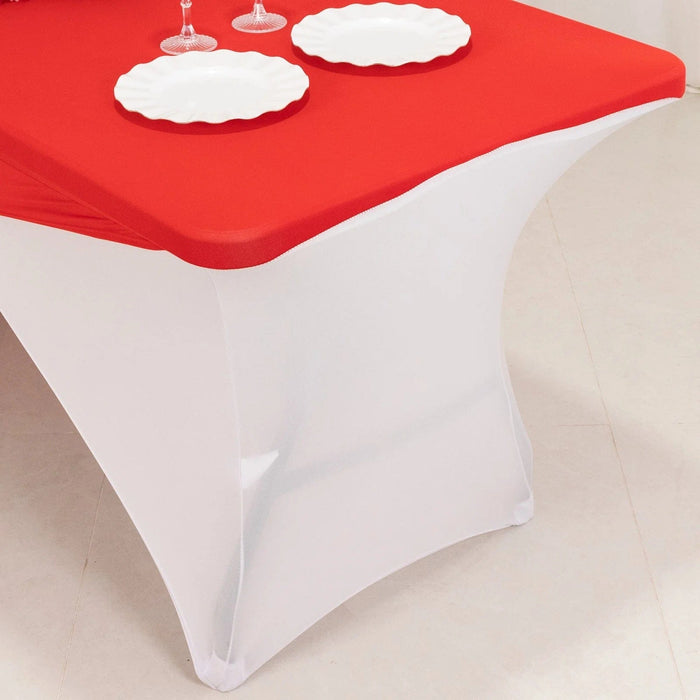 6 ft Fitted Spandex Tablecloth Cross Over Rectangular Table Cover