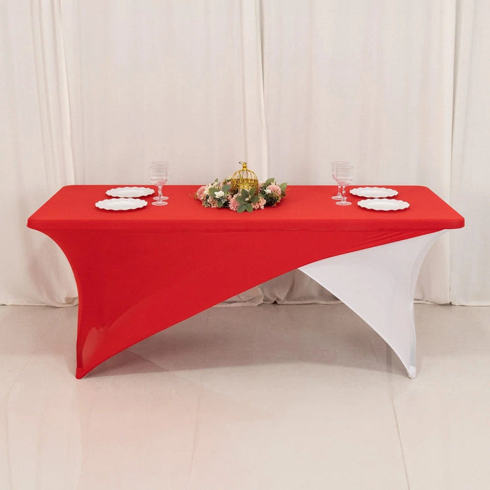 6 ft Fitted Spandex Tablecloth Cross Over Rectangular Table Cover