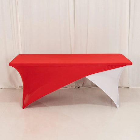 6 ft Fitted Spandex Tablecloth Cross Over Rectangular Table Cover