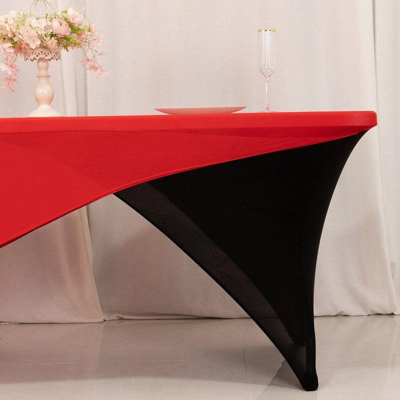 6 ft Fitted Spandex Tablecloth Cross Over Rectangular Table Cover