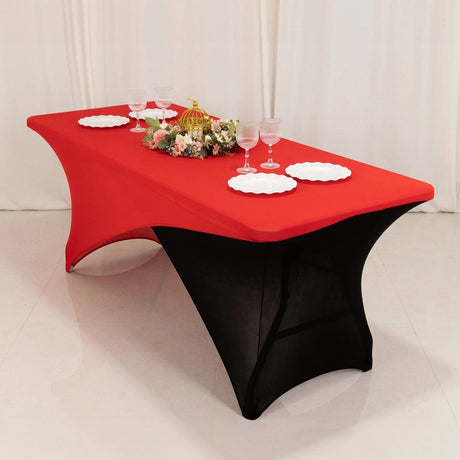 6 ft Fitted Spandex Tablecloth Cross Over Rectangular Table Cover