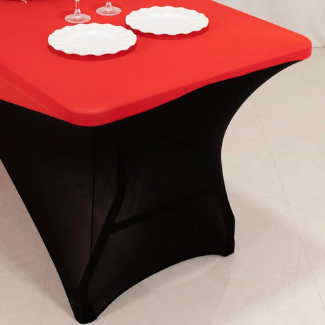 6 ft Fitted Spandex Tablecloth Cross Over Rectangular Table Cover