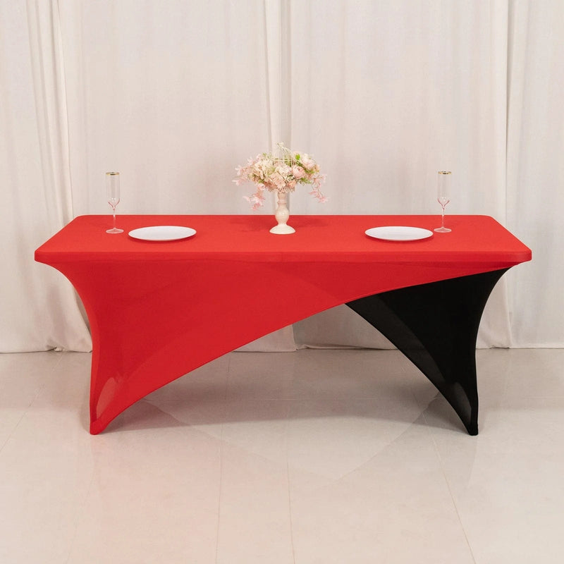 6 ft Fitted Spandex Tablecloth Cross Over Rectangular Table Cover