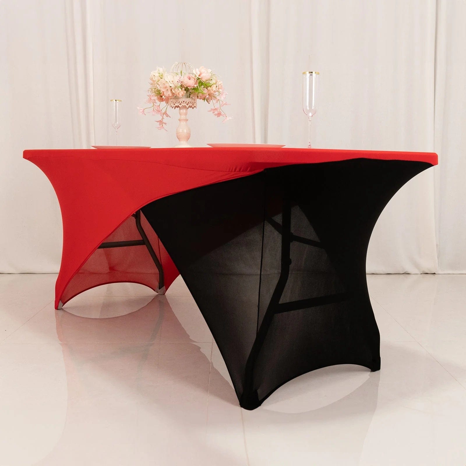 6 ft Fitted Spandex Tablecloth Cross Over Rectangular Table Cover