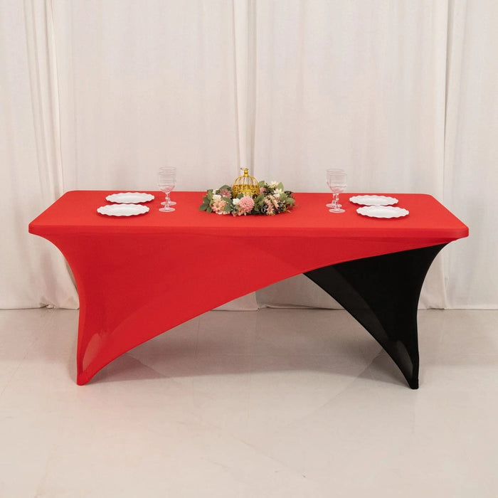 6 ft Fitted Spandex Tablecloth Cross Over Rectangular Table Cover