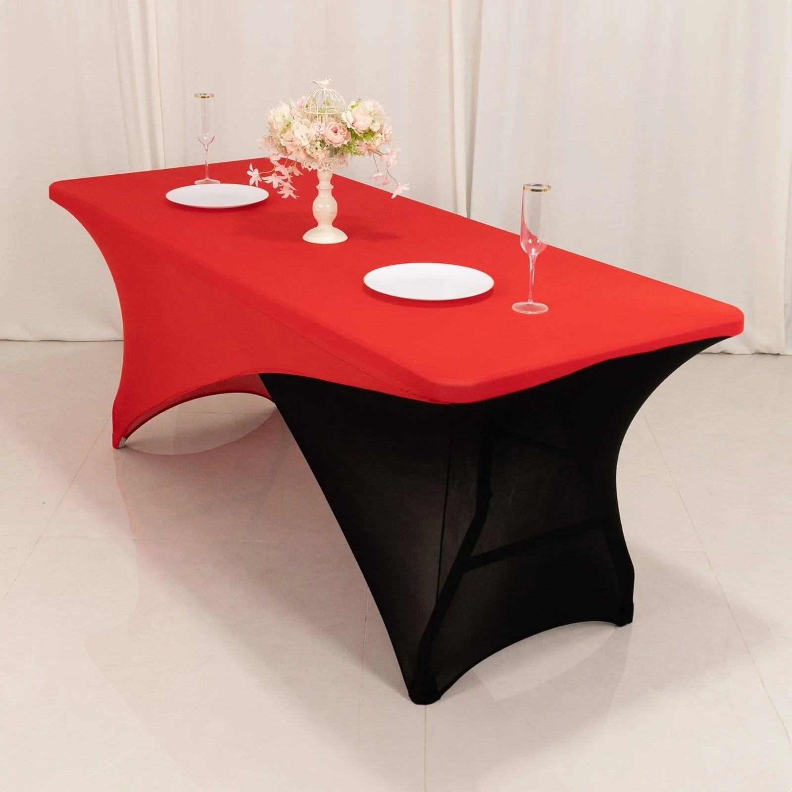 6 ft Fitted Spandex Tablecloth Cross Over Rectangular Table Cover