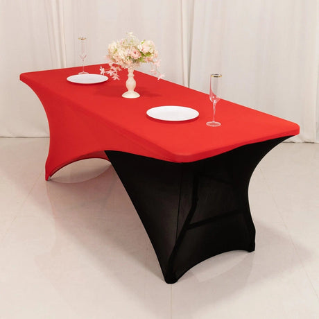 6 ft Fitted Spandex Tablecloth Cross Over Rectangular Table Cover
